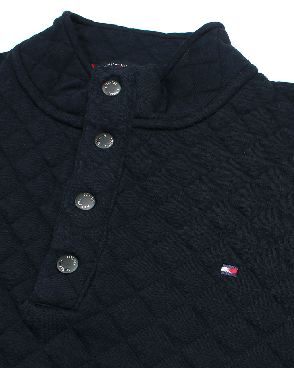 Premium TH Quilted Button Up Men's Sweat - Navy Blue