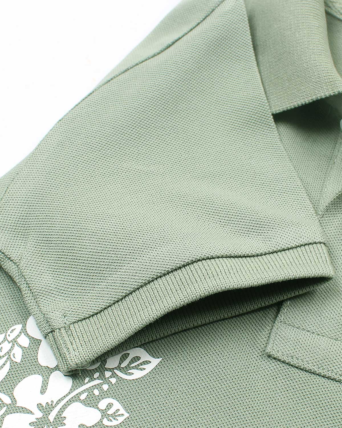 Kids Flowered Polo Shirt - C Green