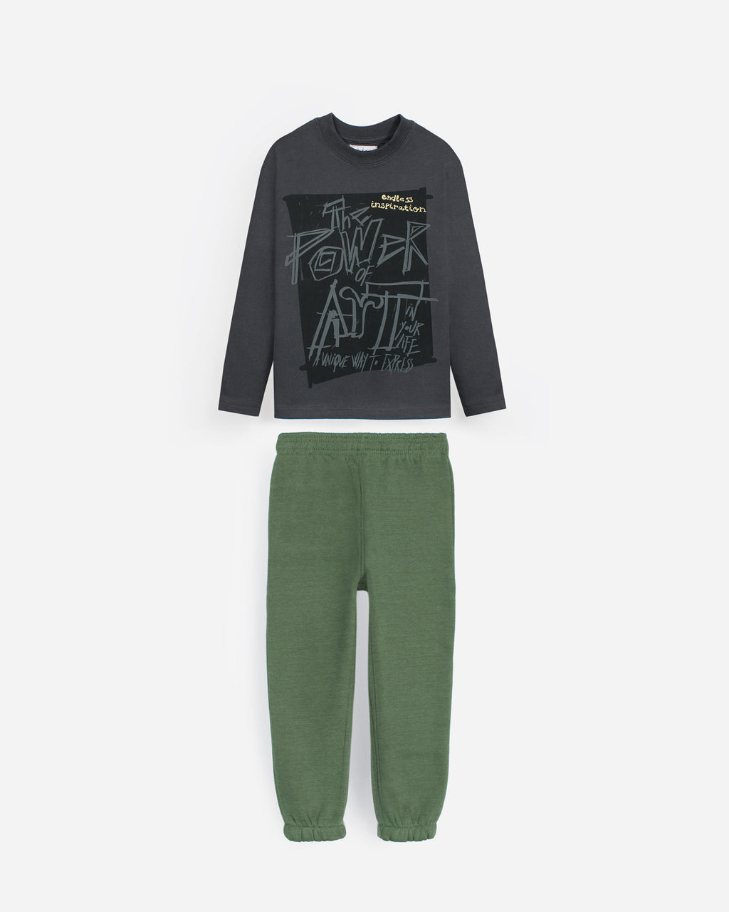 Kids Graphic Loungewear Set - Black & Green