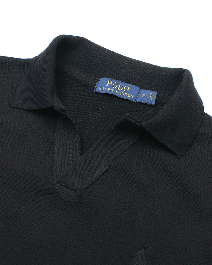 Exclusive Knitted Johny Collar Polo Shirt - Black