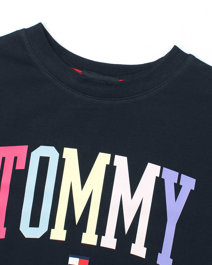 Baby Girls Cropped Tom. T Shirt - Navy Blue