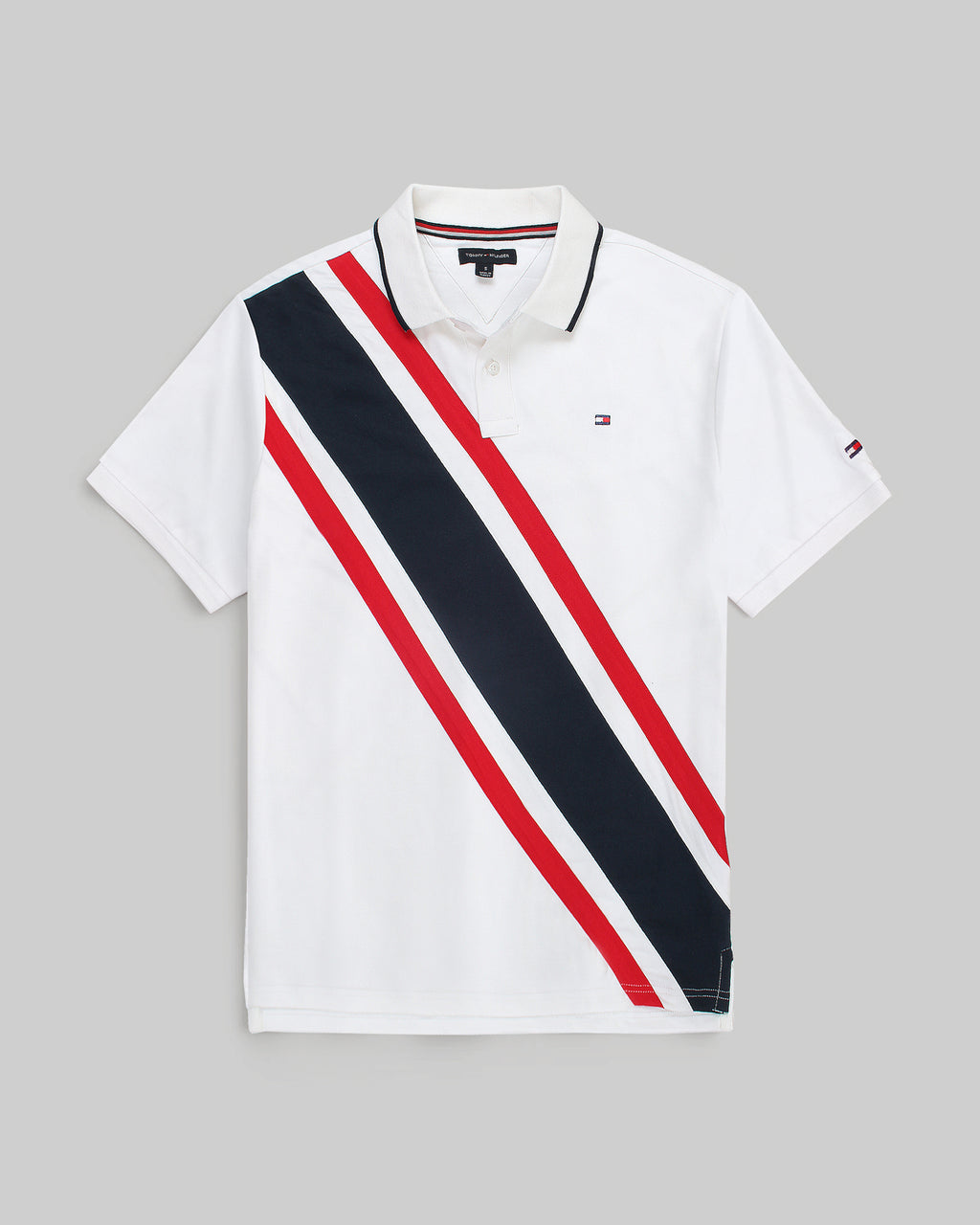 Iconic Tommy Stripe Polo - White