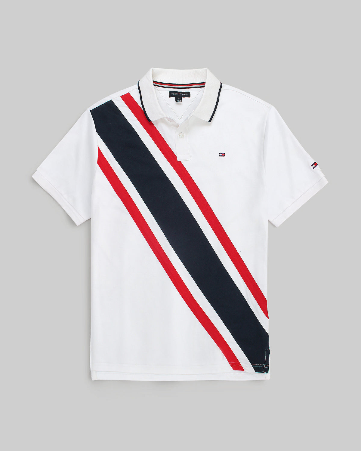 Iconic Tommy Stripe Polo - White