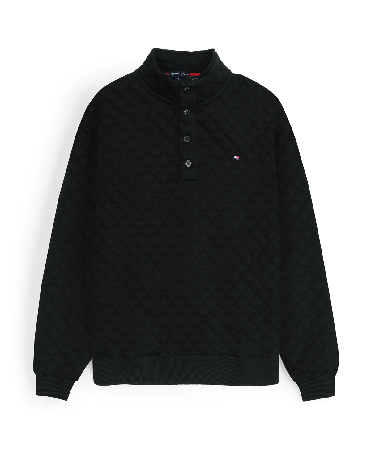Premium TH Quilted Button Up Men's Sweat - Black
