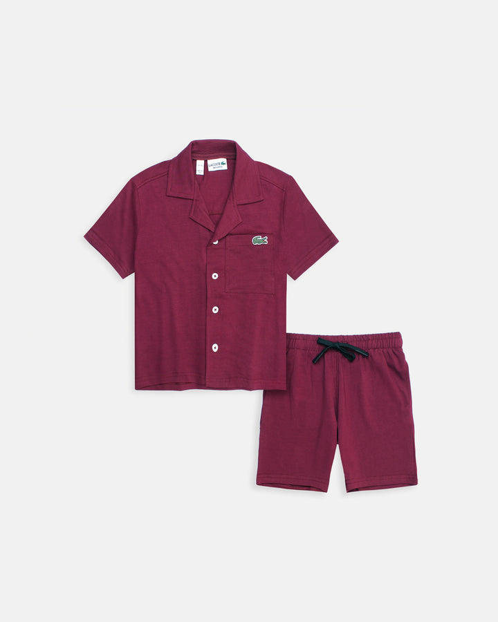 Kids Notch Lapel Tracksuit Set - Maroon