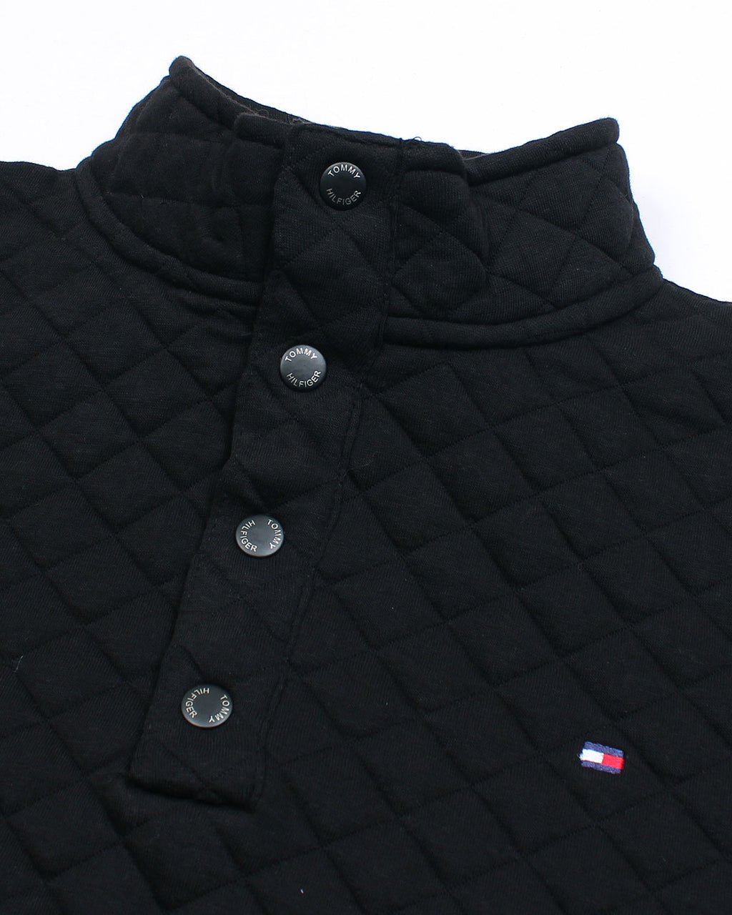 Premium TH Quilted Button Up Men's Sweat - Black
