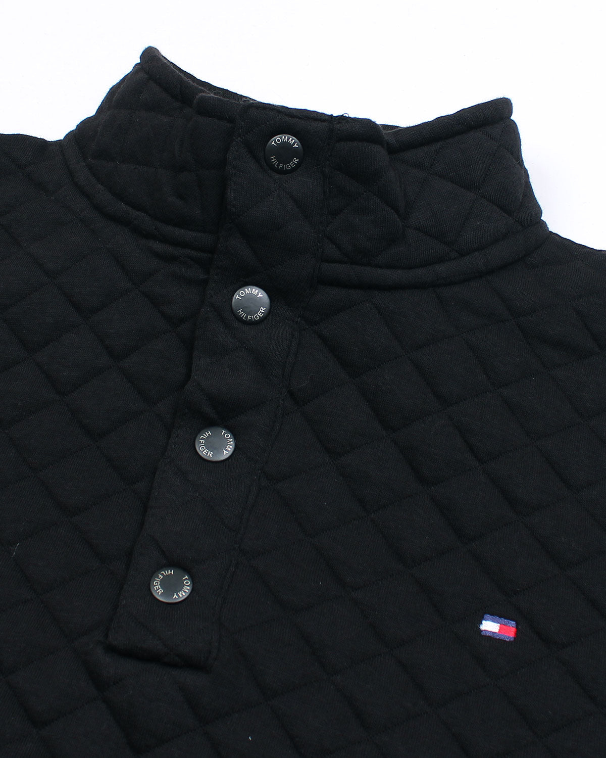 Premium TH Quilted Button Up Men's Sweat - Black