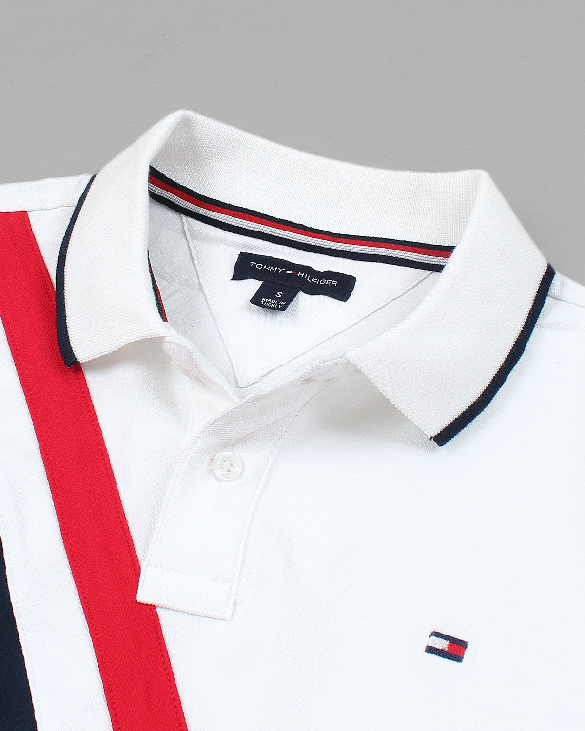 Iconic Tommy Stripe Polo - White
