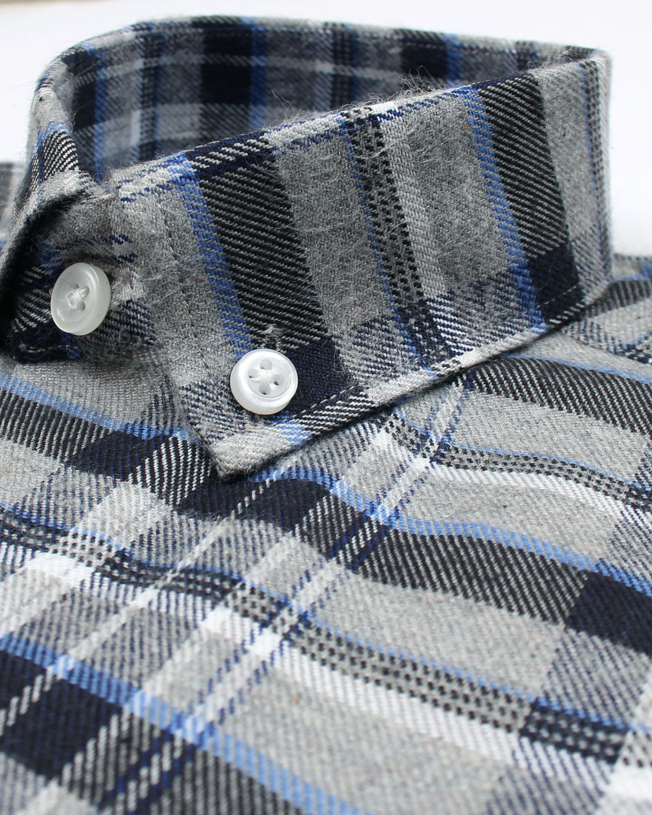 Kids Woven Checkered Shirt - Grey