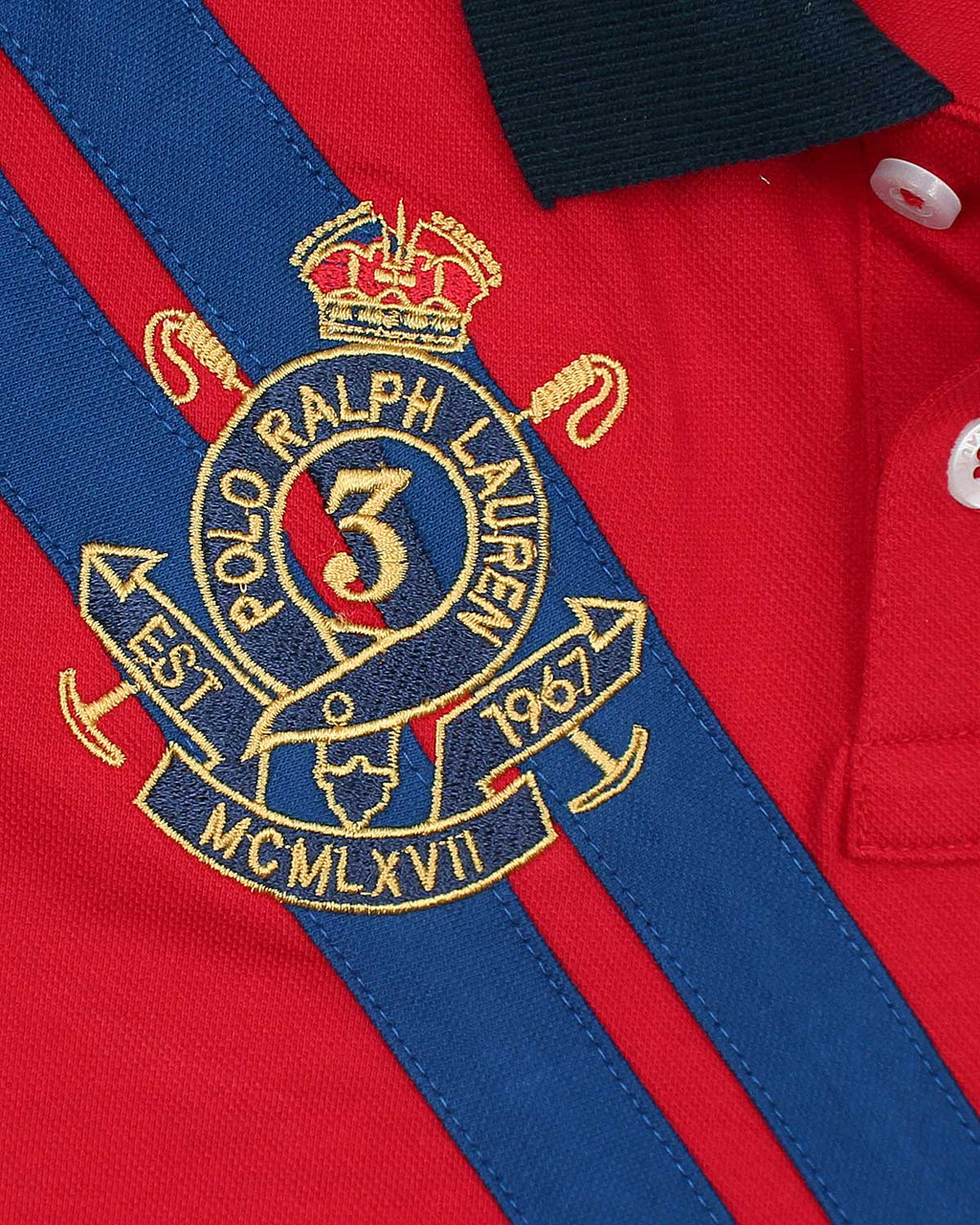 Premium R/L Kids Stripe Motive Polo - Red