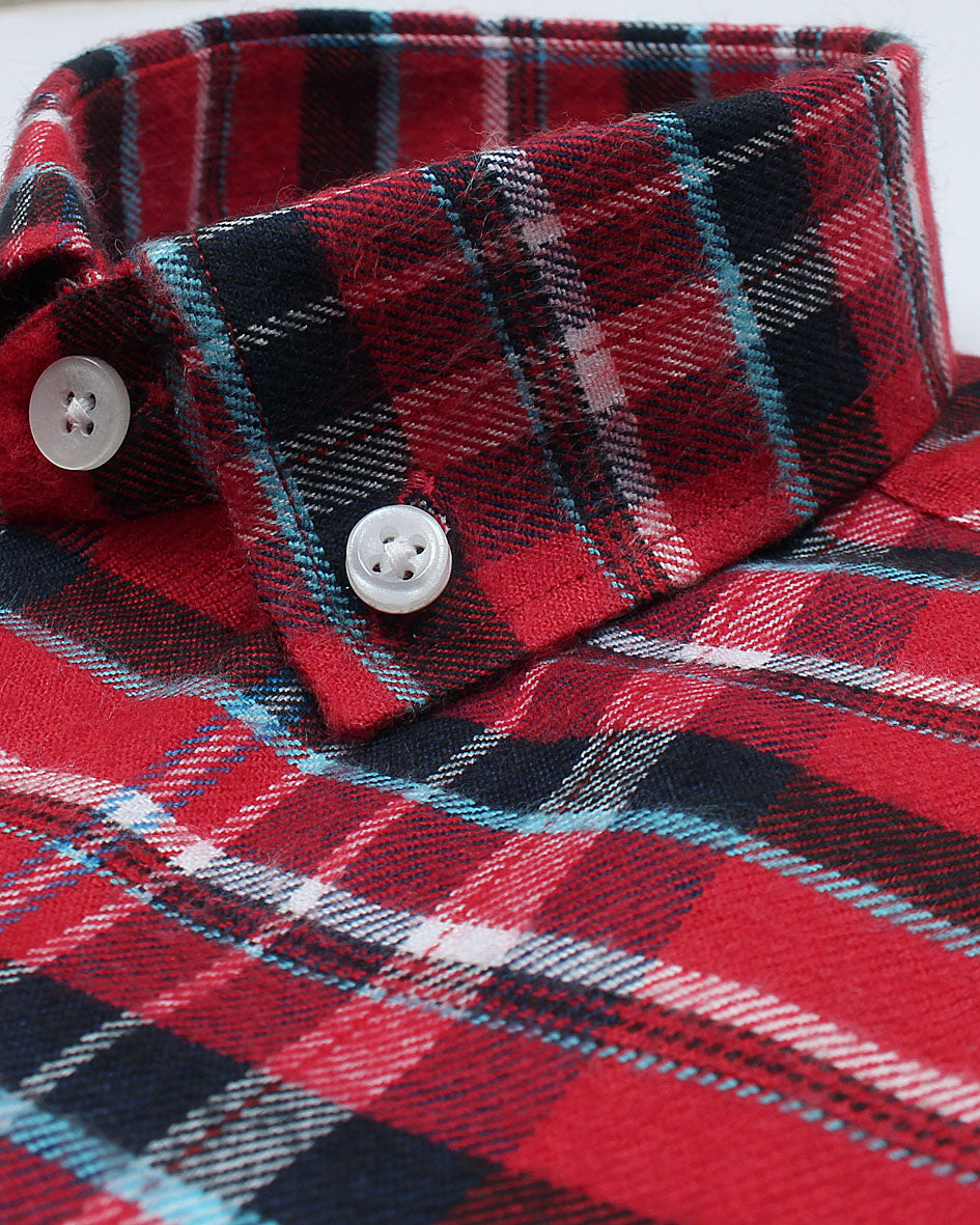 Kids Multi Line Checkered Shirt - Red