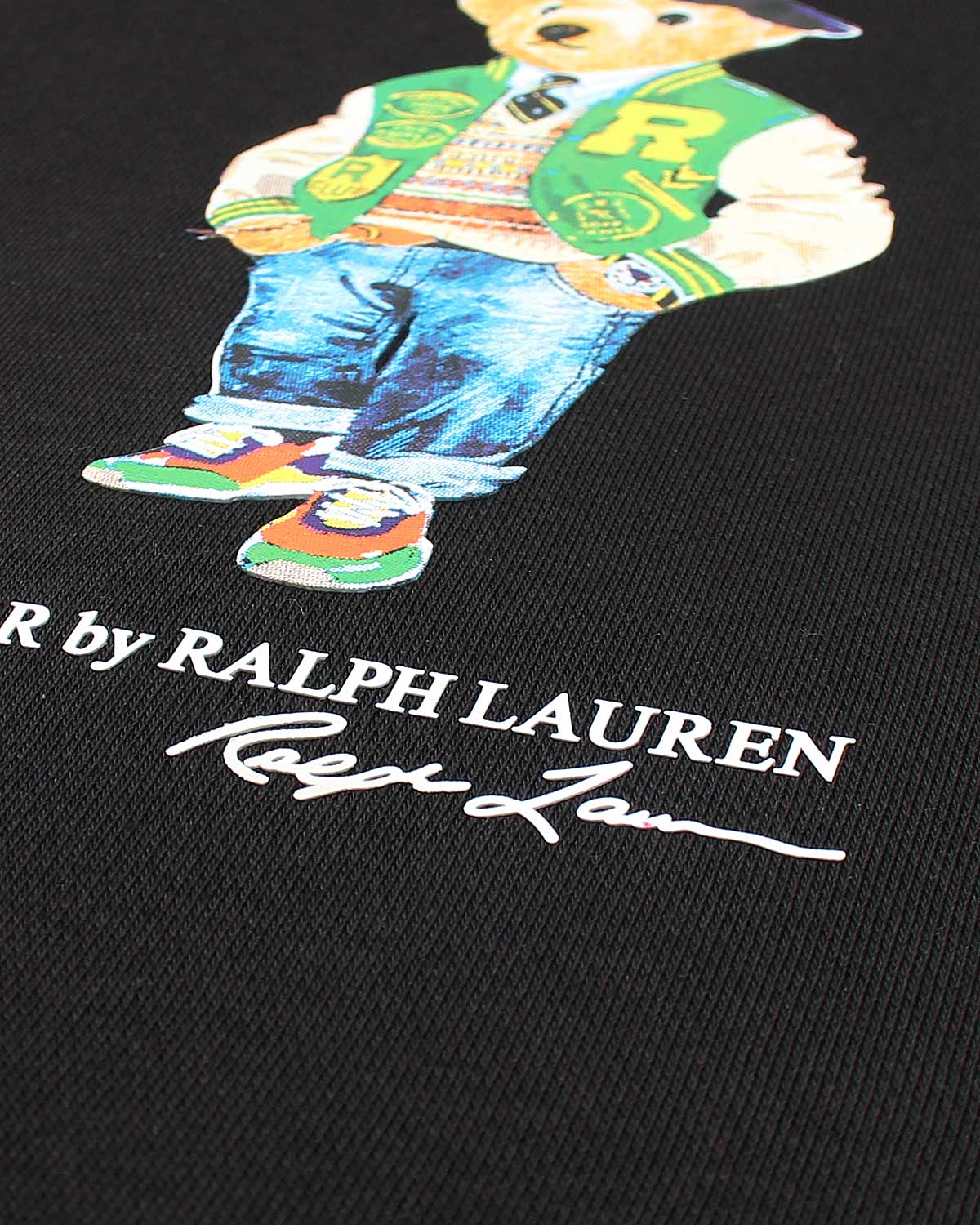 Kids Iconic Green Bear Sweat - Black