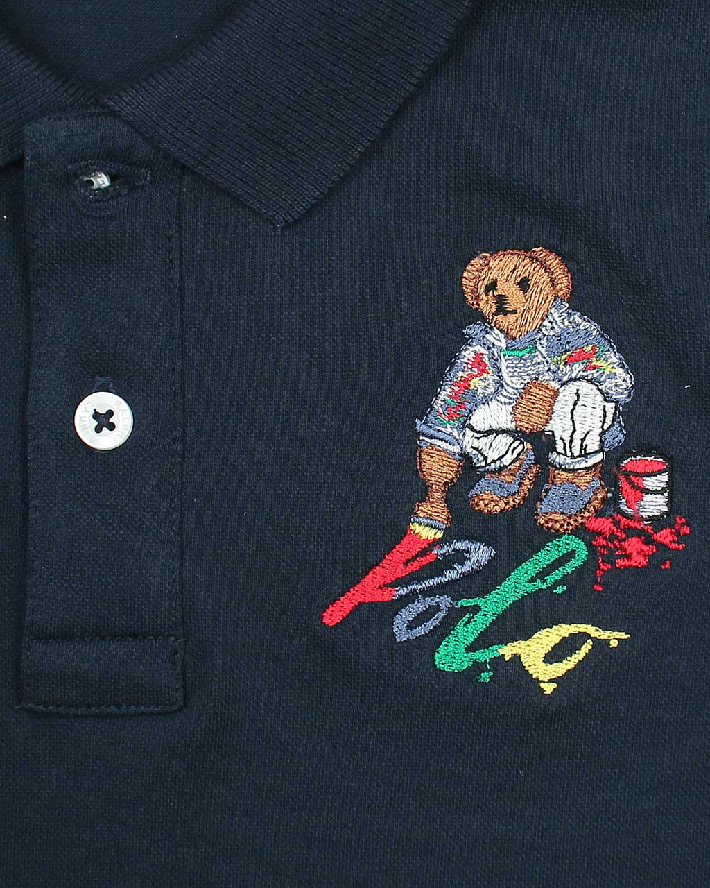 Premium Kids Color Bear Polo - Navy Blue