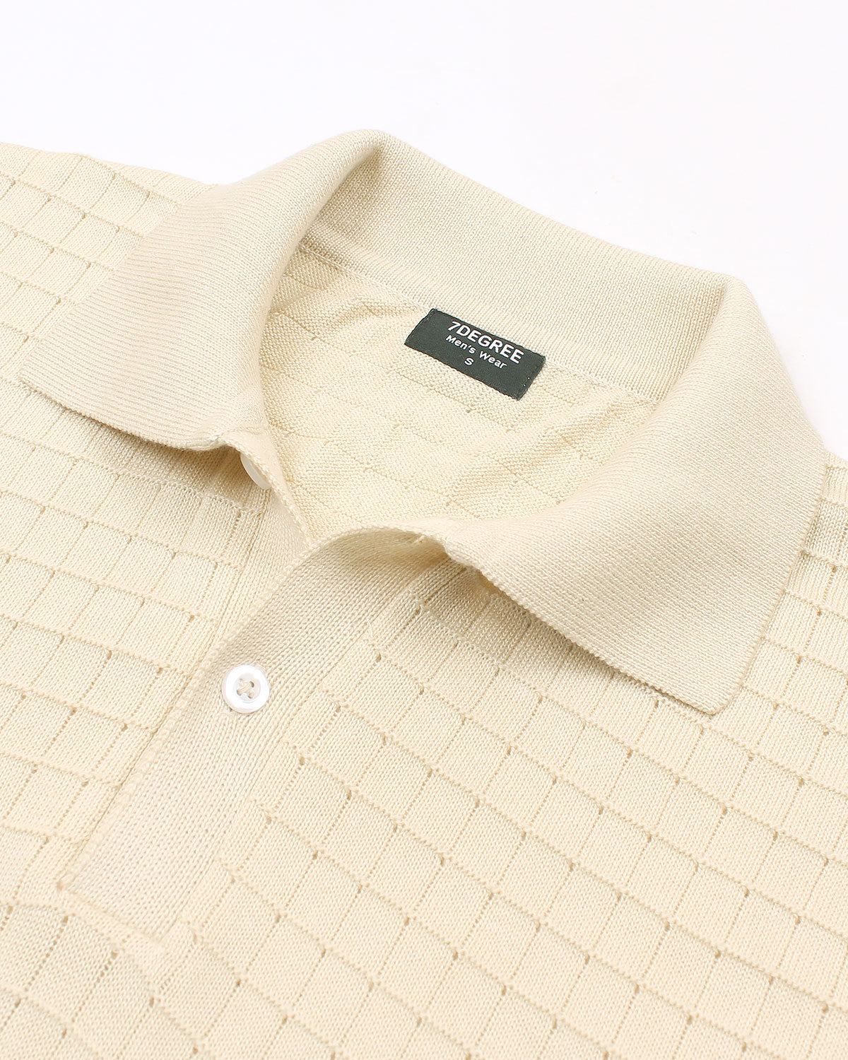 Men's Knitted Block Polo Shirt - Off White