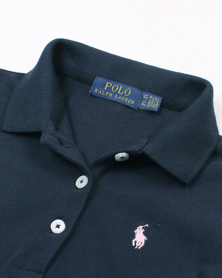 Baby Girl Iconic Polo Dress - Navy Blue