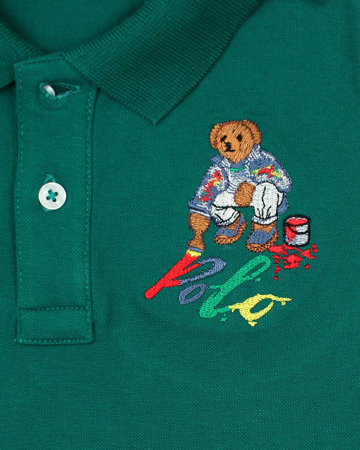 Premium Kids Color Bear Polo - Green