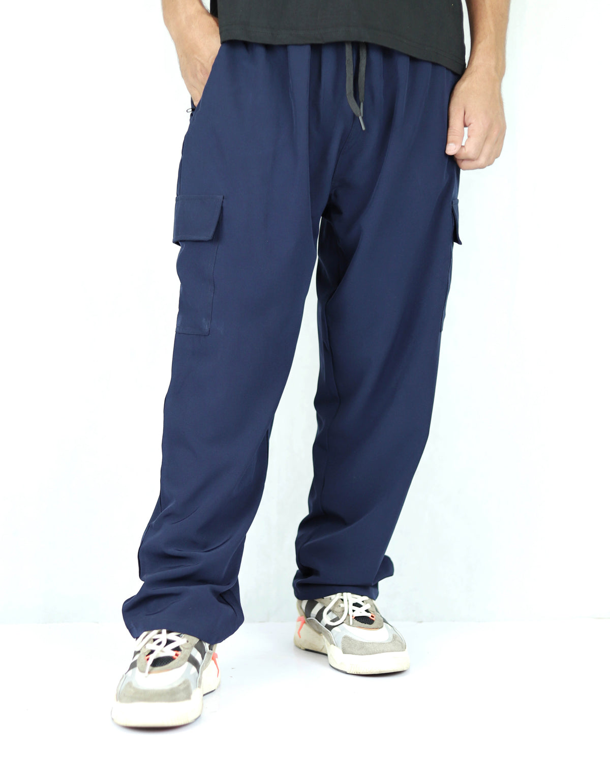 Premium Relaxed Fit Micro Trouser - Navy Blue