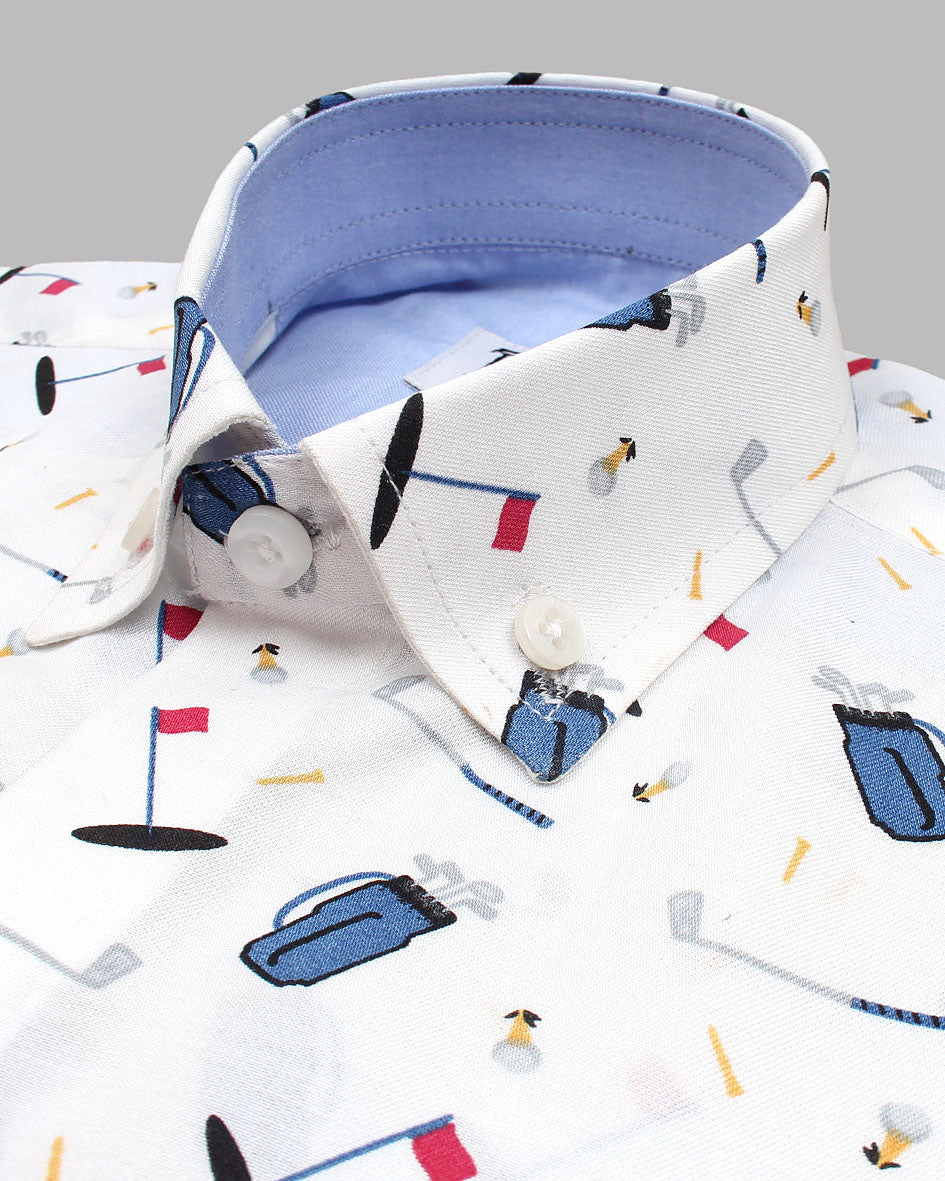 Kids Multi Printed Shirt - White