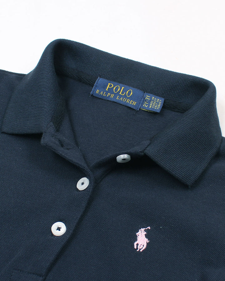 Baby Girl Iconic Polo Dress - Navy Blue