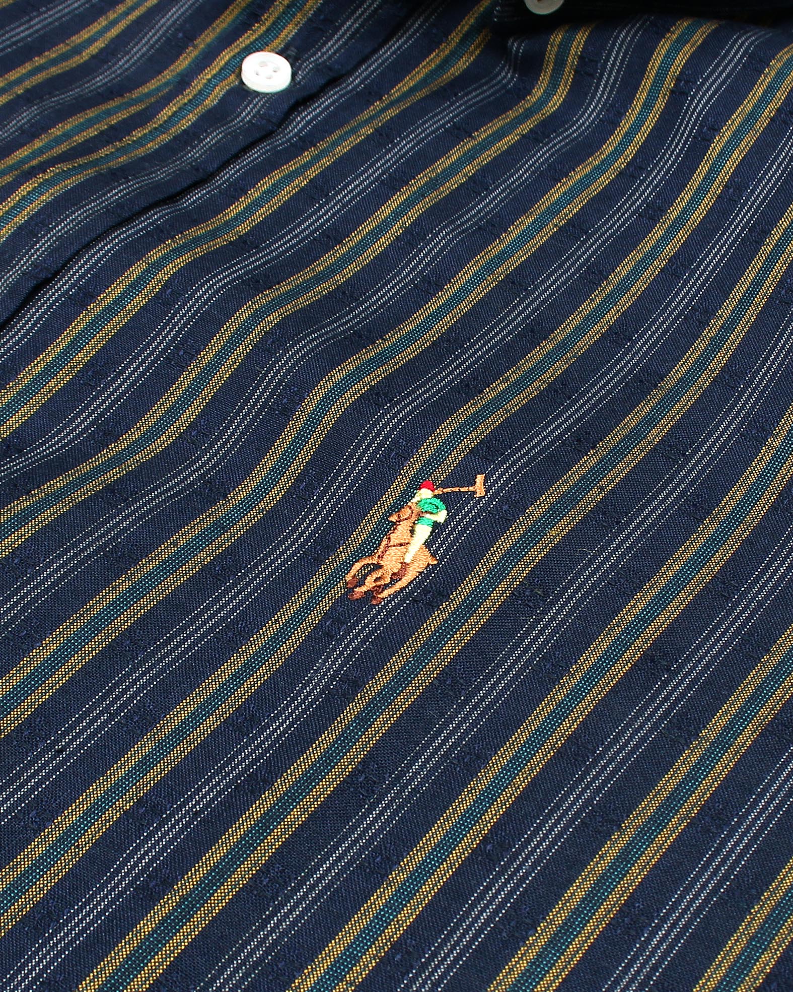 Premium Down Button Lined Shirt - Golden & Blue