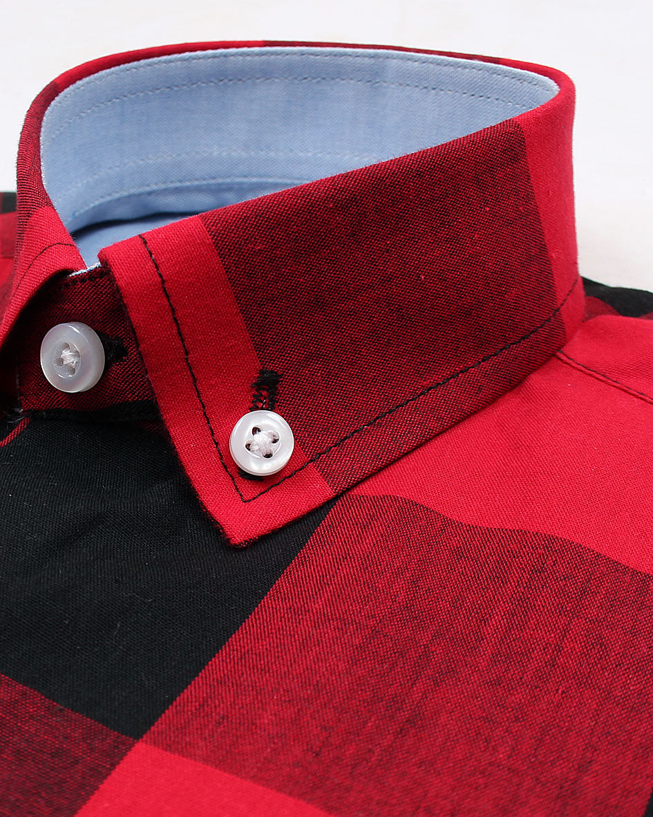 Kids Big Checkered Shirt - Red