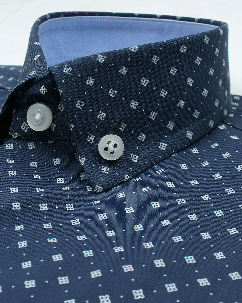 Kids Polka Printed Shirt - Navy Blue