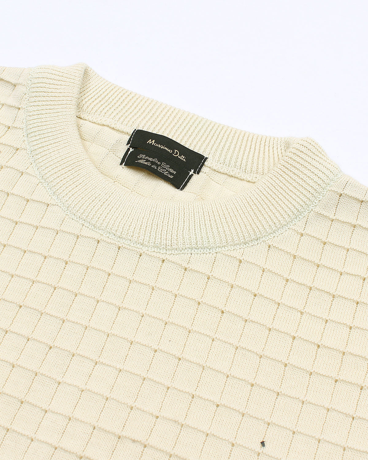 Men's Knitted Crew Neck T Shirt - Off White