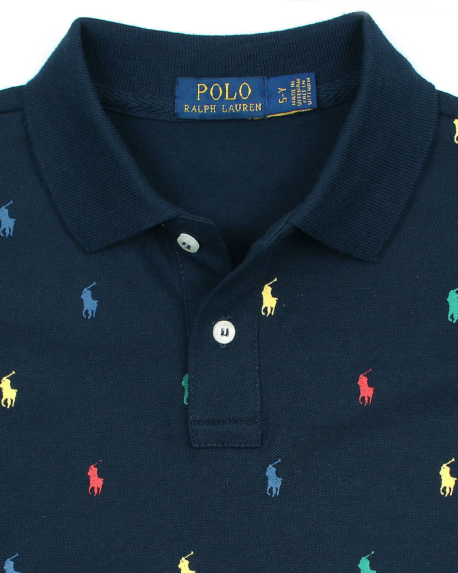 Exclusive All Over Kids Polo - Navy Blue