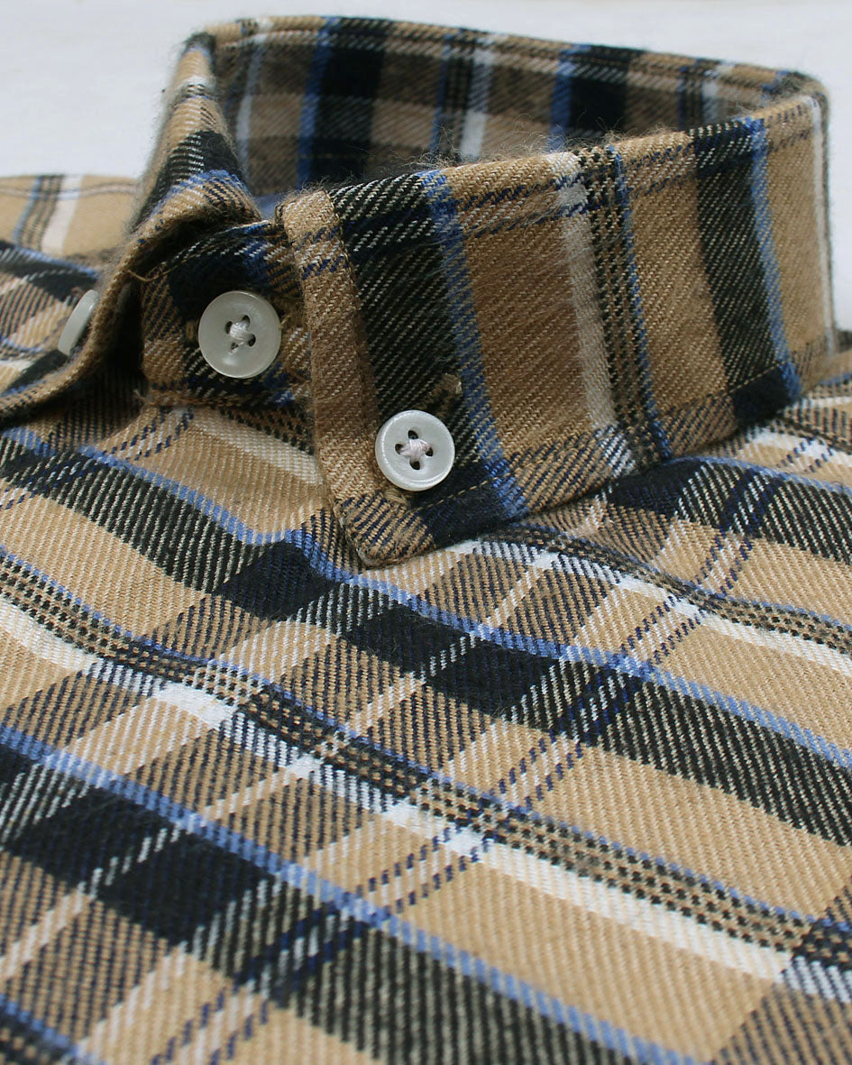 Kids Woven Checkered Shirt - Beige