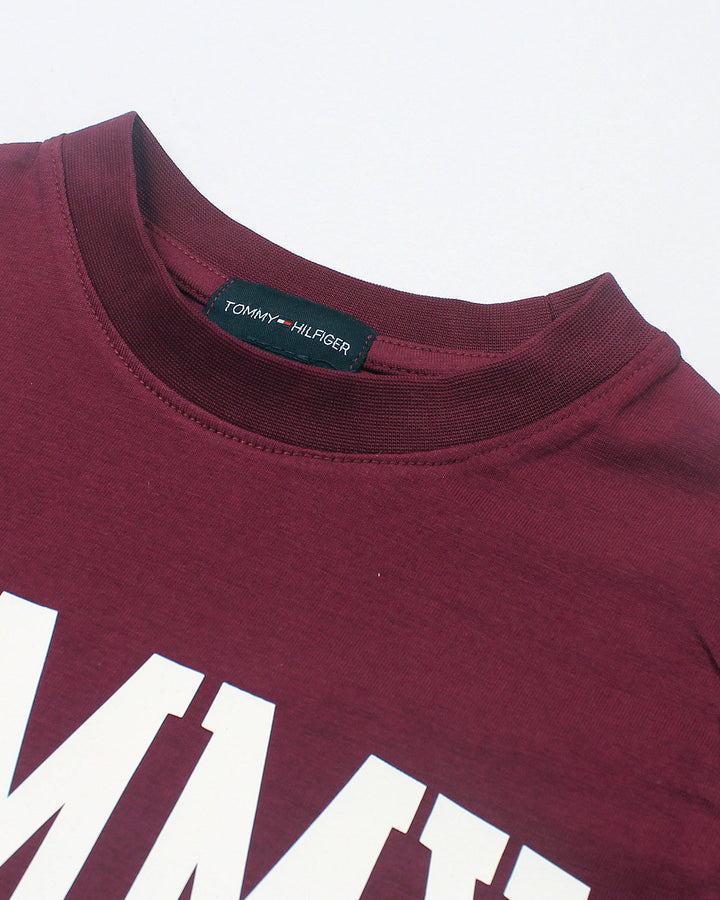 Kids Tom. Flag T Shirt - Maroon