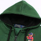 Premium Kids’ Bear Zip-Up Hoodie – Forest Green