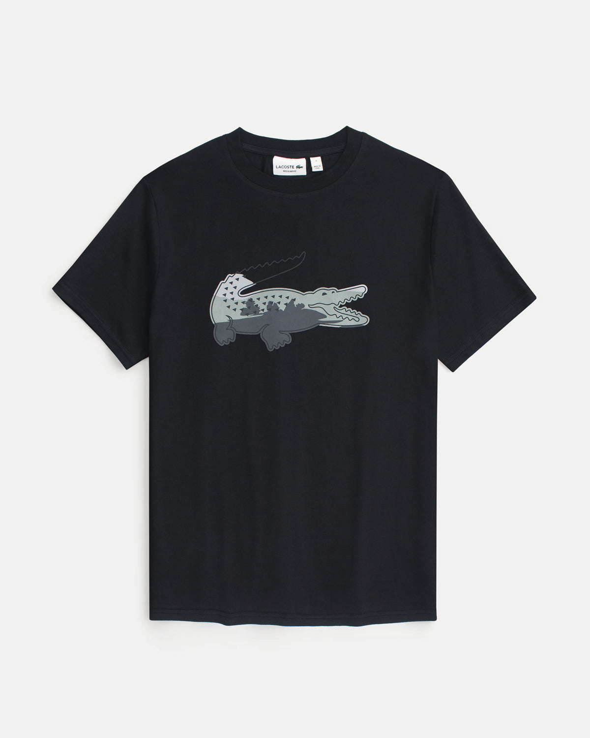 Men’s lac. Iconic Crocodile Print T Shirt - Black