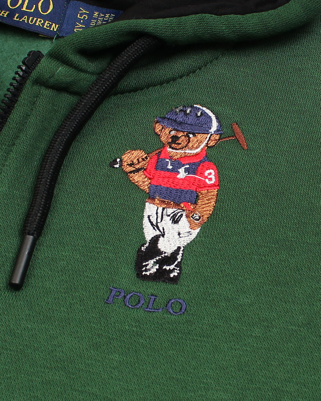 Premium Kids’ Bear Zip-Up Hoodie – Forest Green