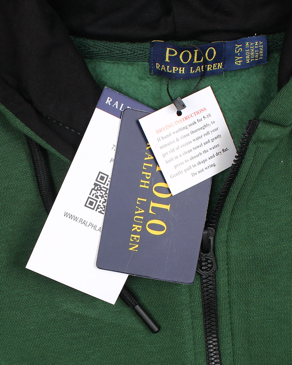 Premium Kids’ Bear Zip-Up Hoodie – Forest Green