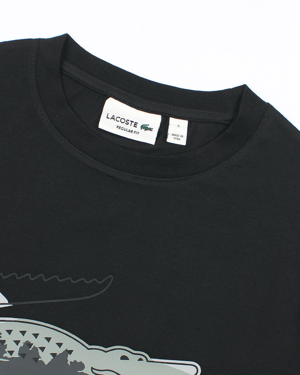 Men’s lac. Iconic Crocodile Print T Shirt - Black