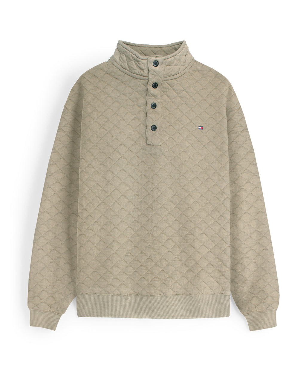 Premium TH Quilted Button Up Men's Sweat - Beige