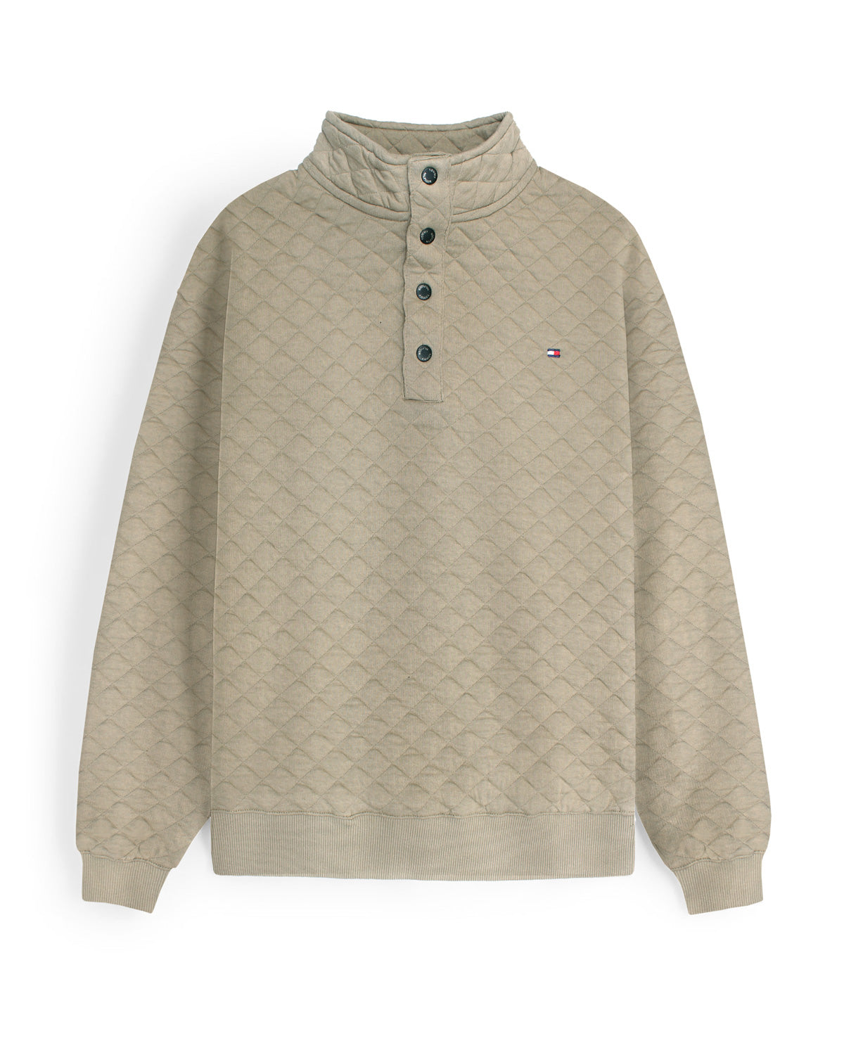 Premium TH Quilted Button Up Men's Sweat - Beige
