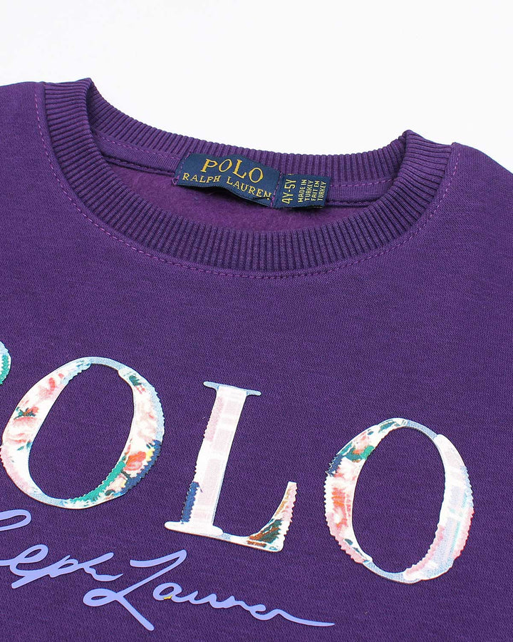 Premium Baby Girls Flowered Sweat - Purple