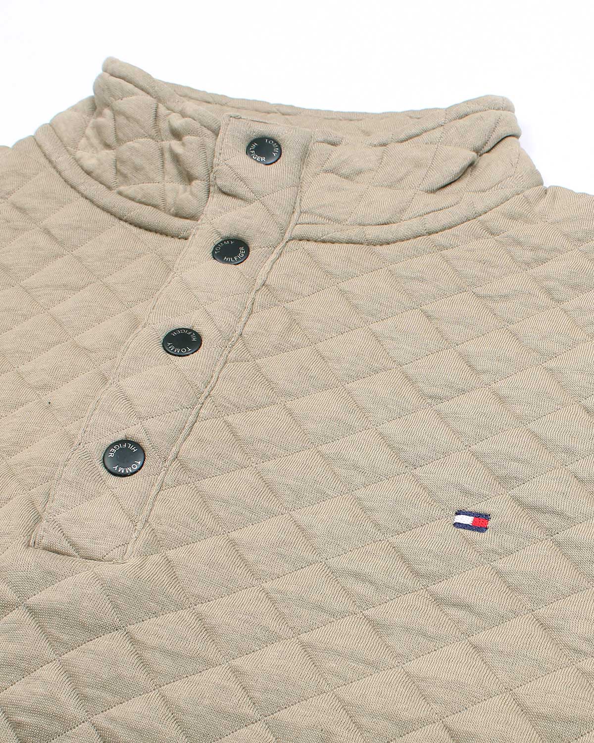 Premium TH Quilted Button Up Men's Sweat - Beige
