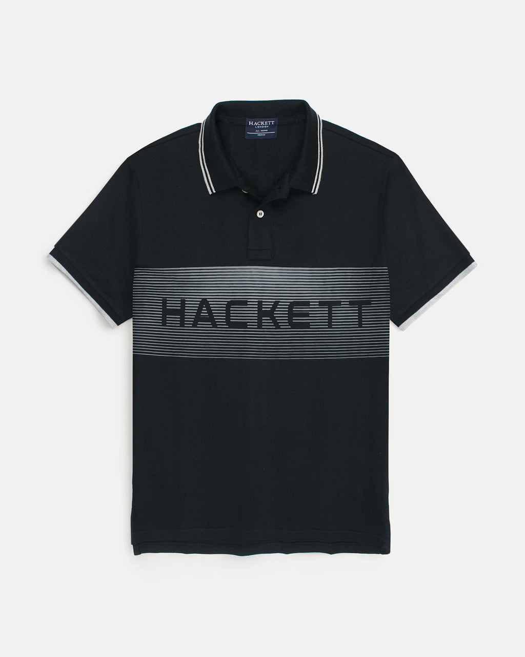 Exclusive HKT Men’s Striped Panel Logo Polo - Black