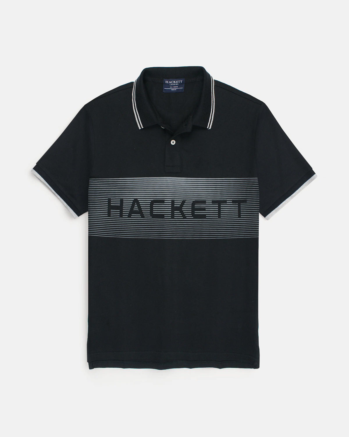 Exclusive HKT Men’s Striped Panel Logo Polo - Black