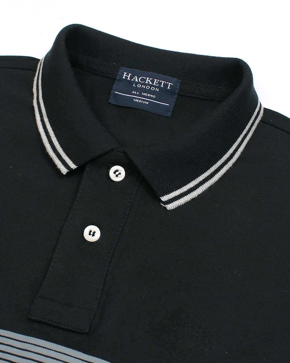 Exclusive HKT Men’s Striped Panel Logo Polo - Black