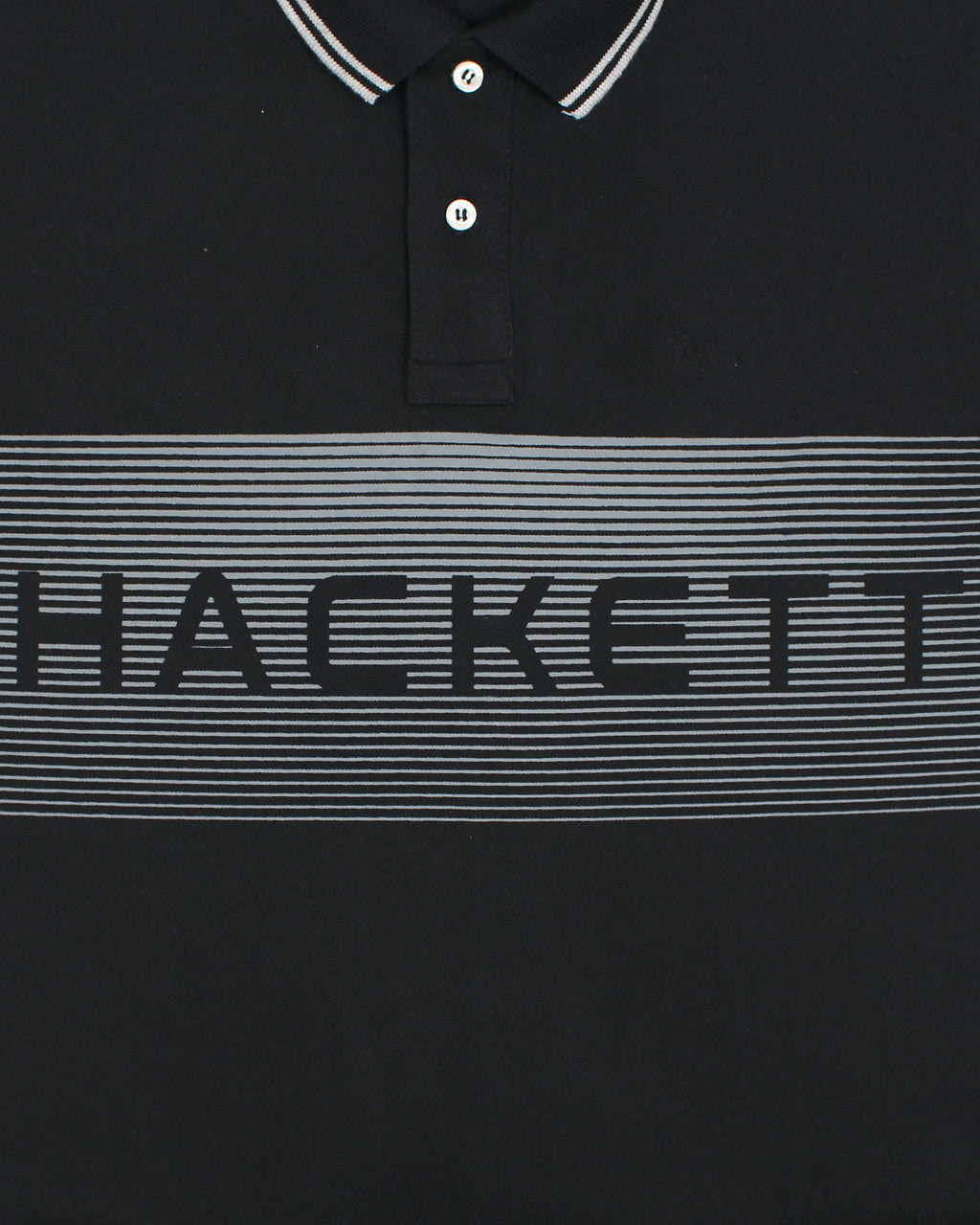 Exclusive HKT Men’s Striped Panel Logo Polo - Black