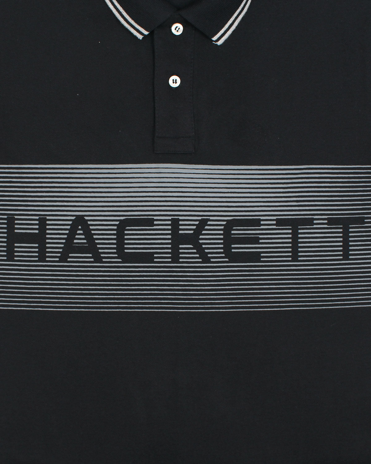 Exclusive HKT Men’s Striped Panel Logo Polo - Black