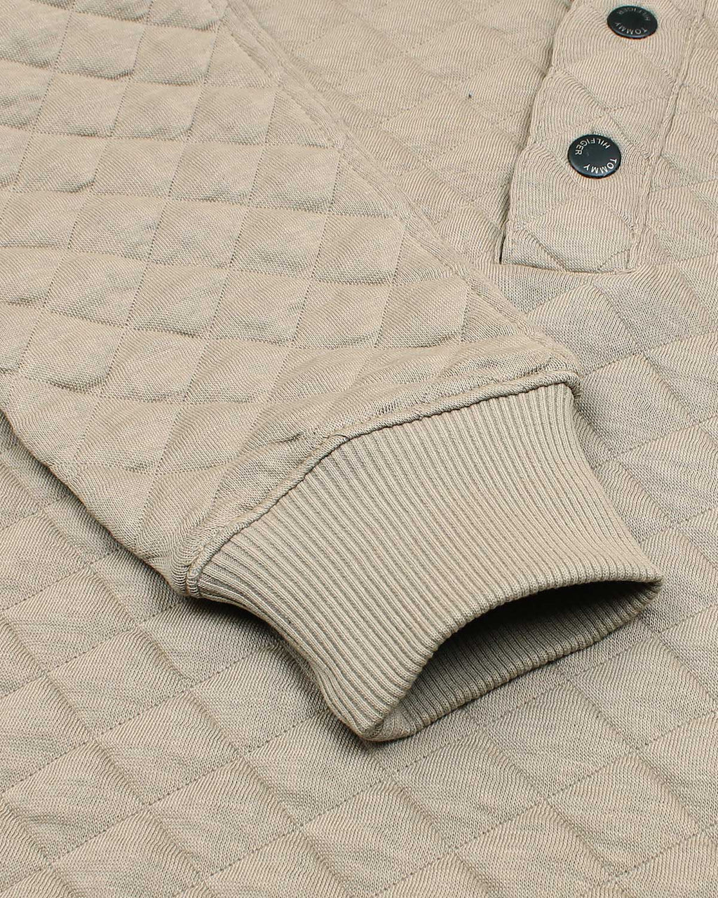 Premium TH Quilted Button Up Men's Sweat - Beige