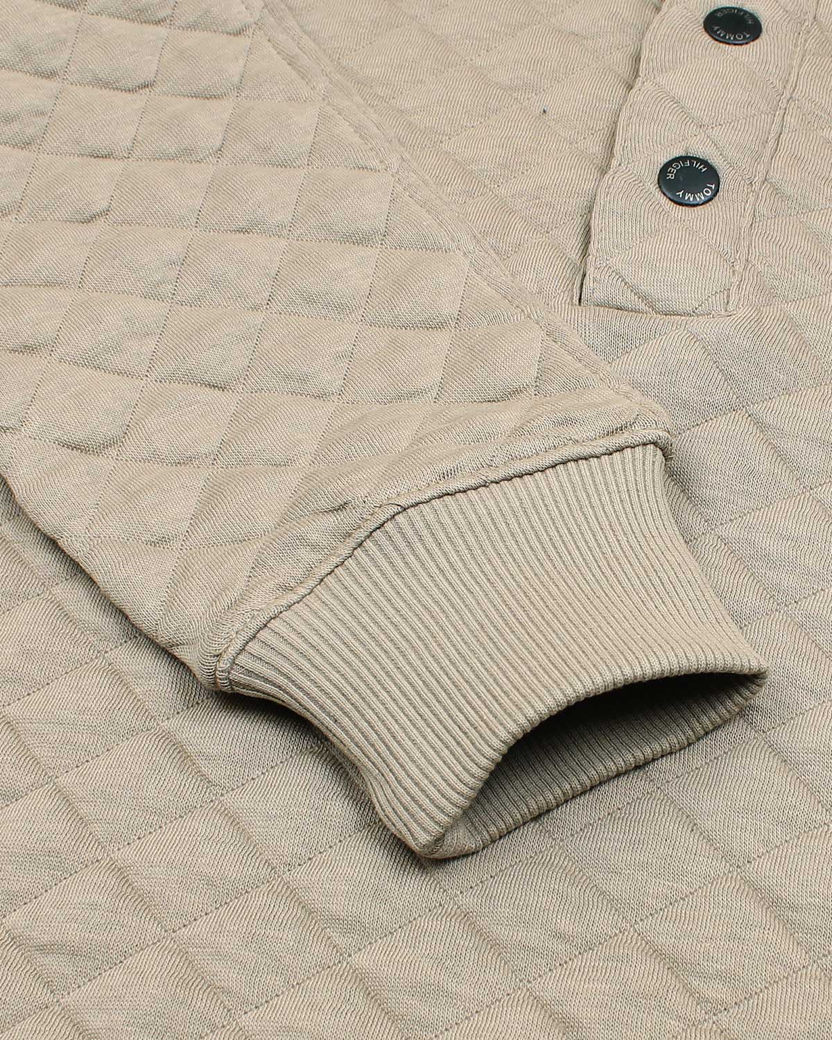 Premium TH Quilted Button Up Men's Sweat - Beige