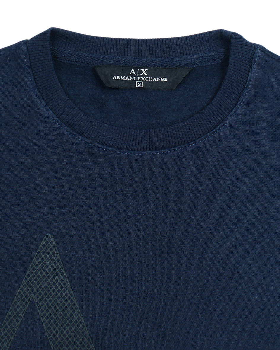 Premium A-X Printed Sweat - Navy Blue