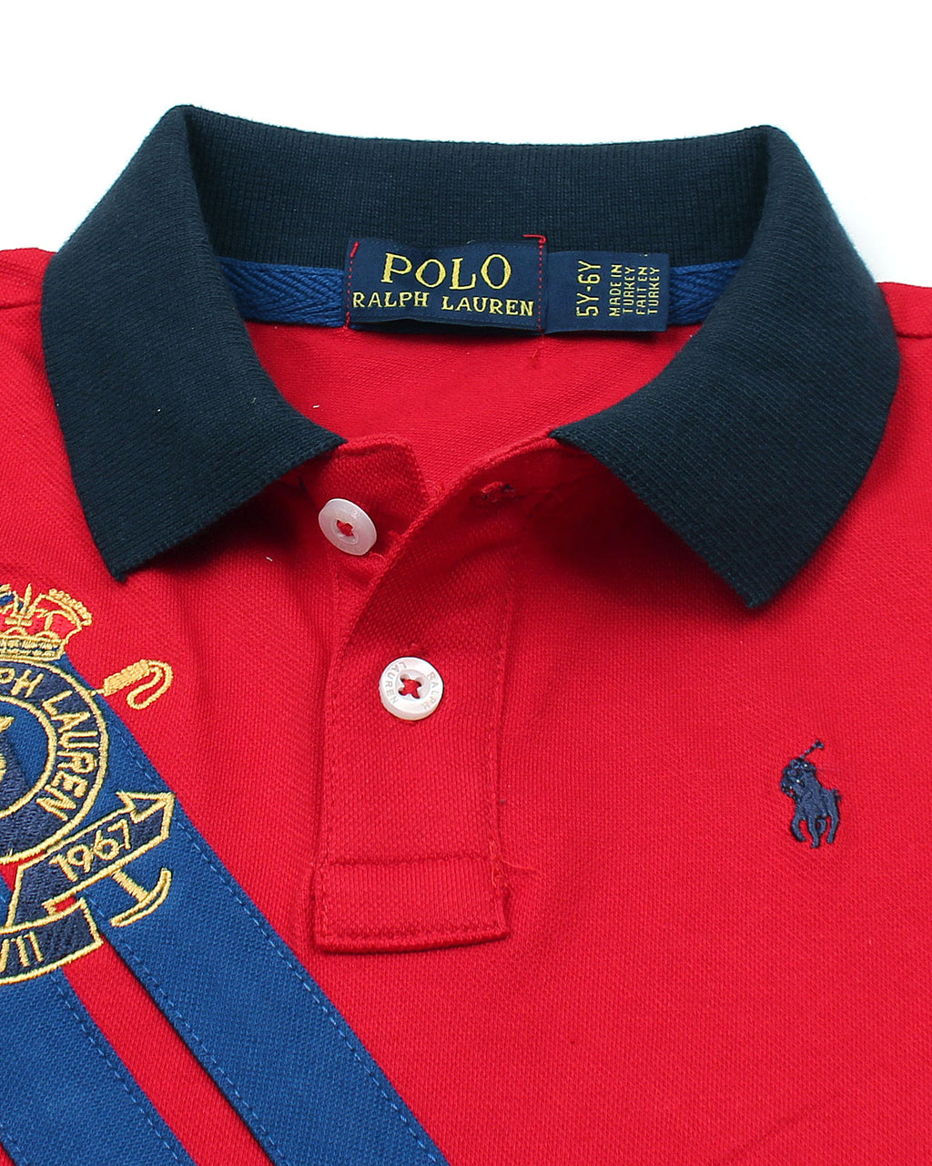 Premium R/L Kids Stripe Motive Polo - Red