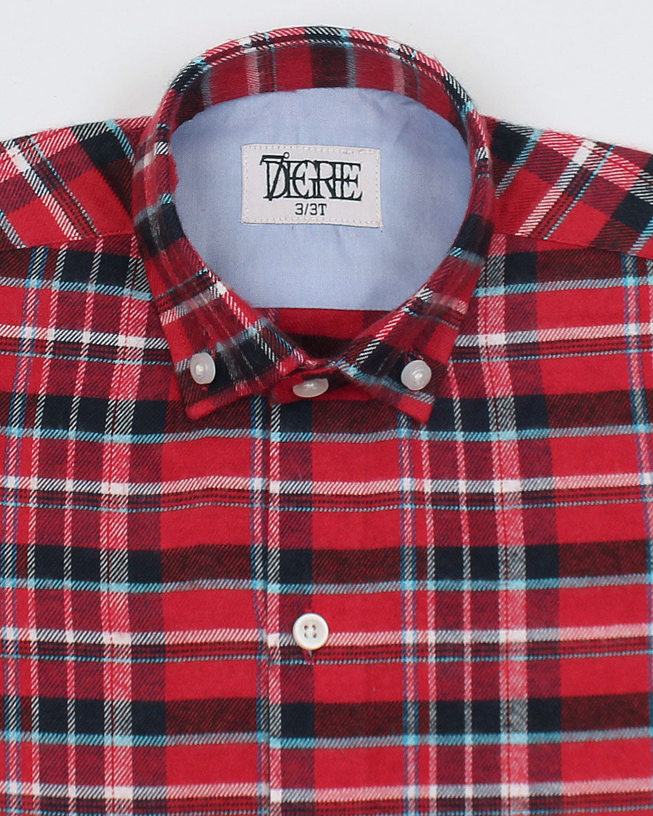Kids Multi Line Checkered Shirt - Red