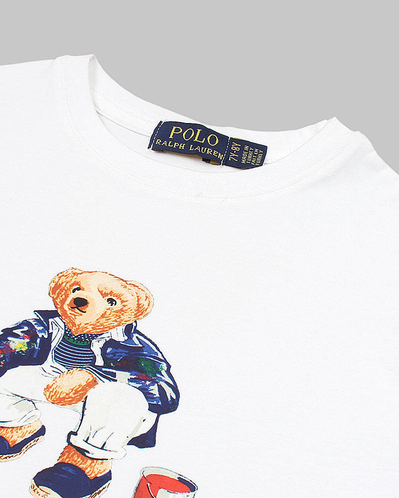 Exclusive Bear Polo Kids Tee - White